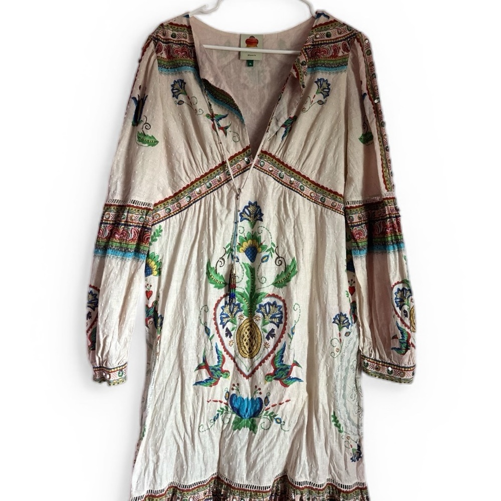 Farm Rio Embroidered Sequin
Bird Floral Print Maxi Dress Rare Size XL - Picture 7 of 9